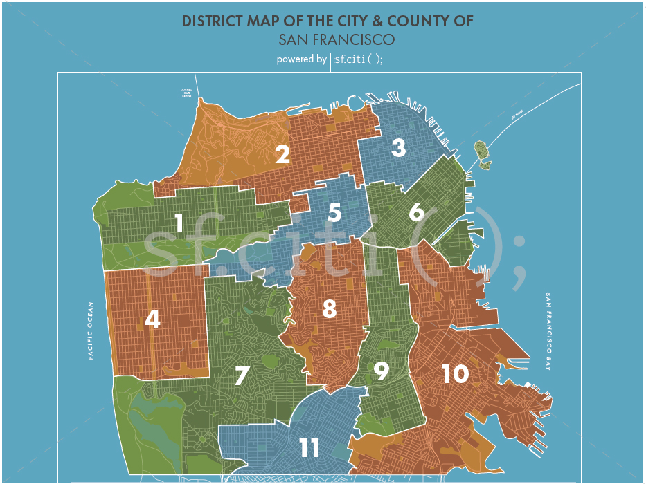 Watermarked San Francisco District Map 